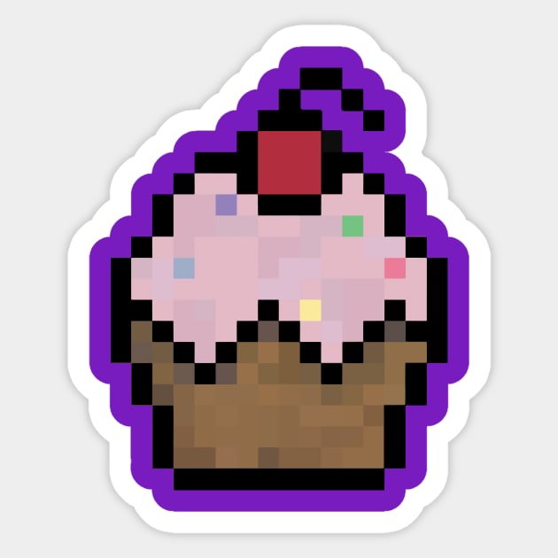 Pixel Cupcake Sticker by katarinaamaria